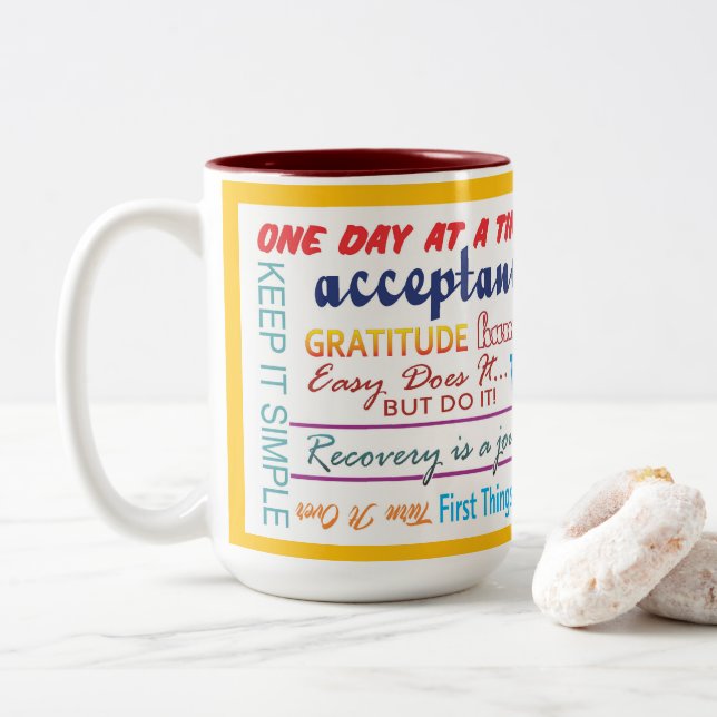 12 step recovery slogans mug 25z-red Två-Tonad mugg (Med munk)