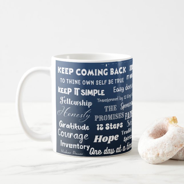 12 Step Recovery Words & Slogans Kaffemugg (Med munk)