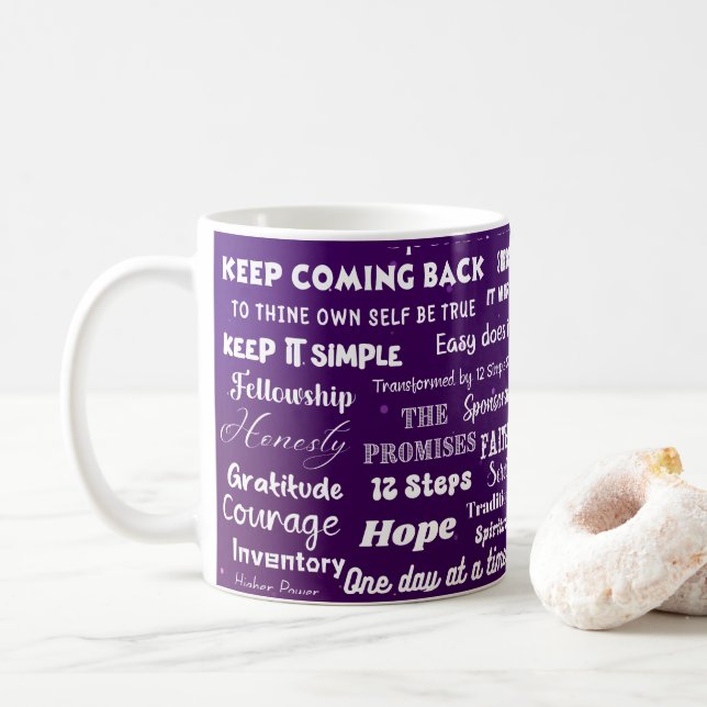 12 Step Recovery Words & Slogans Kaffemugg (Med munk)