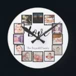 12 Svart Personlig för fotokollage Rund Klocka<br><div class="desc">12 Fotokollage Personlig Mall för svartvit väggklocka ...  lägg till egna foton och text till den underbara väggklockan ...  som är lätta att anpassa ...  anpassadets fotomallklocka från Ricaso - perfektens presentidéer</div>
