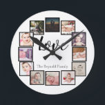 12 Svart Personlig för fotokollage Rund Klocka<br><div class="desc">12 Fotokollage Personlig Mall för svartvit väggklocka ...  lägg till egna foton och text till den underbara väggklockan ...  som är lätta att anpassa ...  anpassadets fotomallklocka från Ricaso - perfektens presentidéer</div>