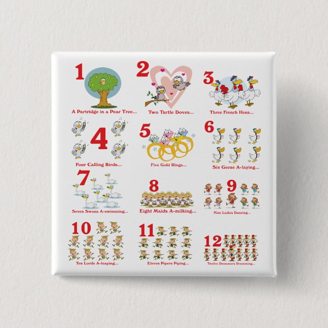 12 tolftedagar av julklapp slutförda knapp (Framsida)