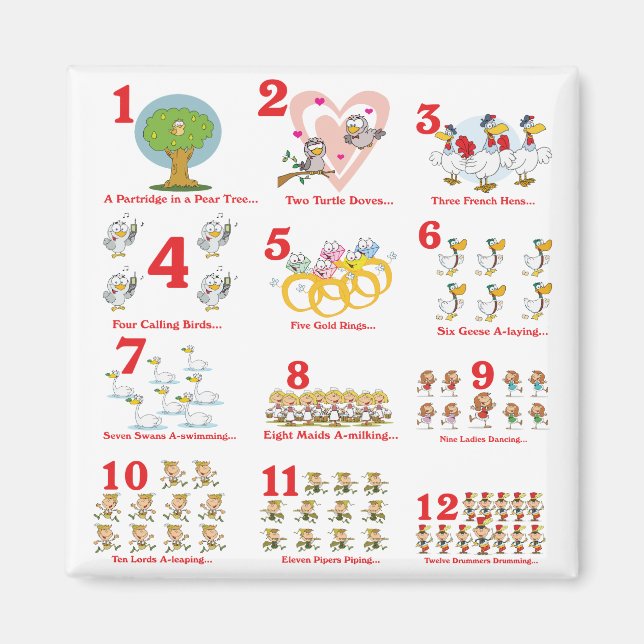 12 tolftedagar av julklapp slutförda magnet (Framsidan)