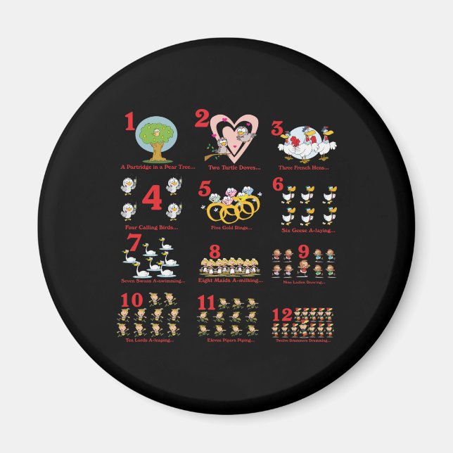 12 tolv dagar jul komplett magnet (Framsidan)