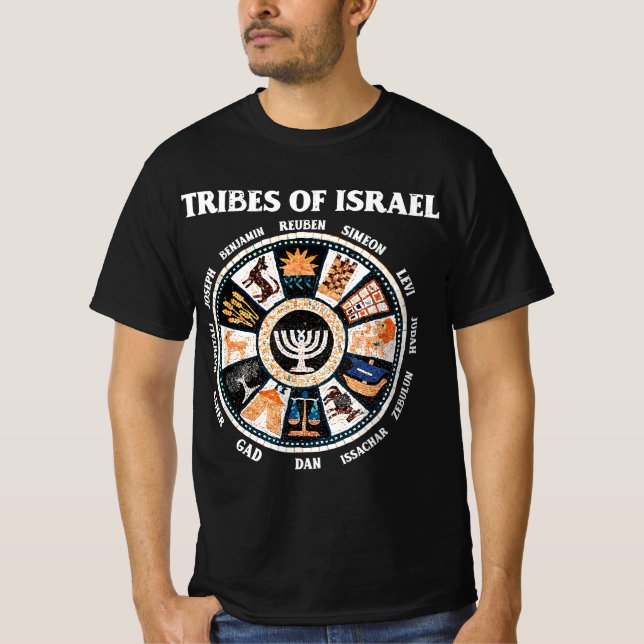 12 Tolv stammar av Israels hebreiska israelielit J T Shirt (Framsida)