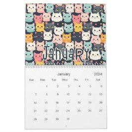 12 Utformning av kute, sömlöst Mönster Kalender