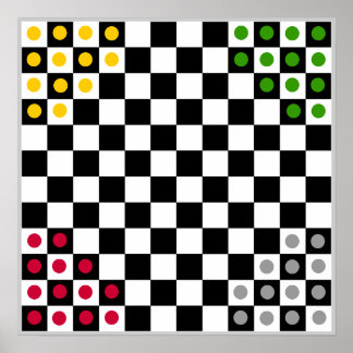 12 x 12 Halma Fridge ~MÄRKRE~ Board (4 spelare) Poster