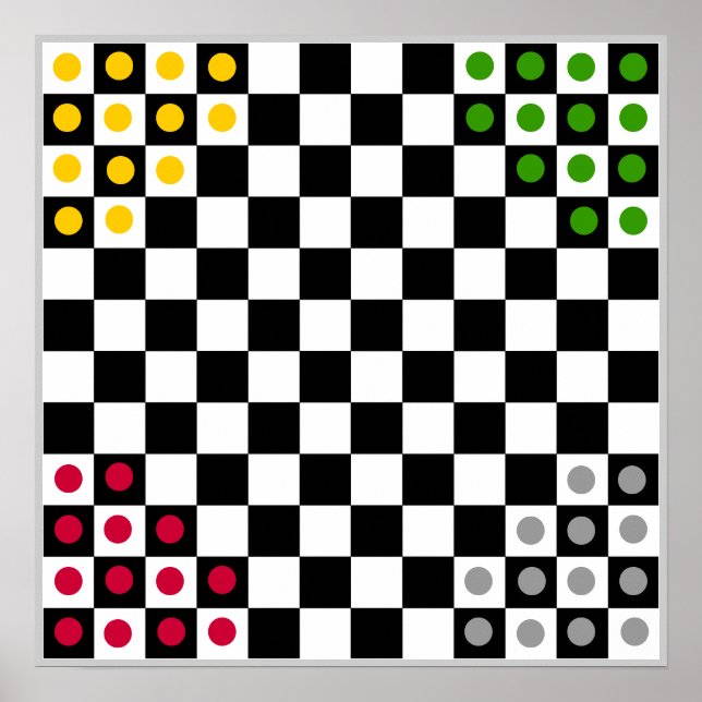 12 x 12 Halma Fridge ~MÄRKRE~ Board (4 spelare) Poster (Framsidan)