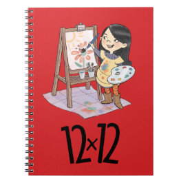12 x 12 Painter Girl Spiral Red Anteckningsbok