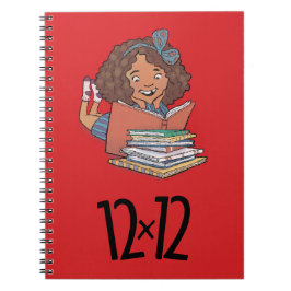 12 x 12 Reader Girl Spiral Red Anteckningsbok