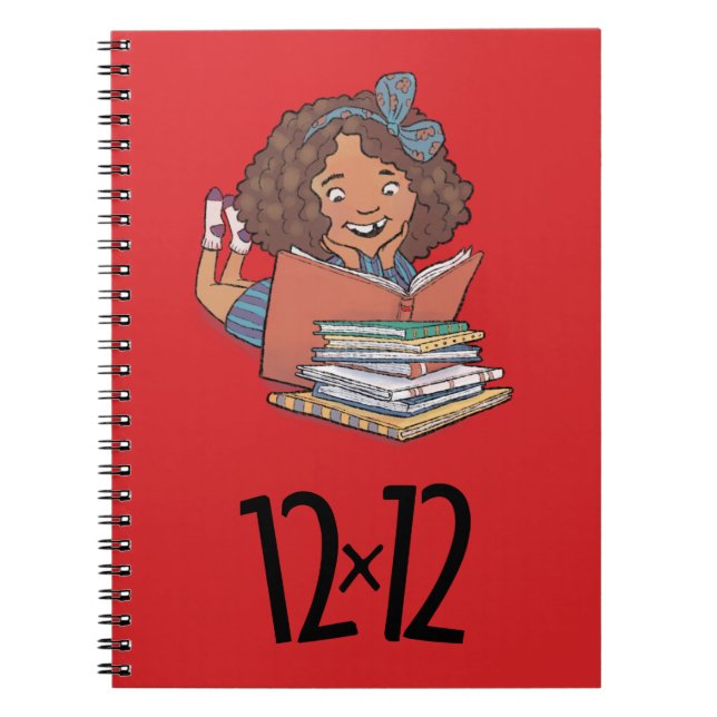 12 x 12 Reader Girl Spiral Red Anteckningsbok (Framsidan)