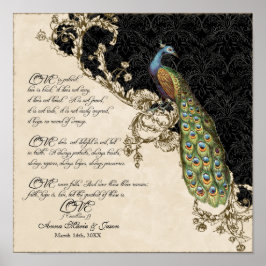 12 x 12 Vintagar Peacock 1 - Bröllop Personlig Poster