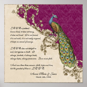 12 x 12 Vintagar Peacock 1 - Bröllop Personlig Poster
