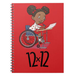 12 x 12 Writer Girl Spiral Red Anteckningsbok