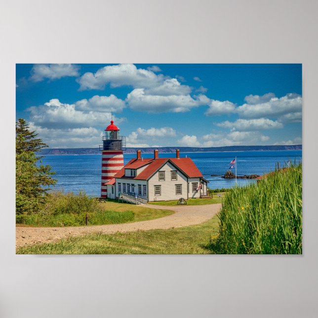 12 x 8 Väster Quoddy Head Lighthouse, Lubec, Maine Poster (Framsidan)