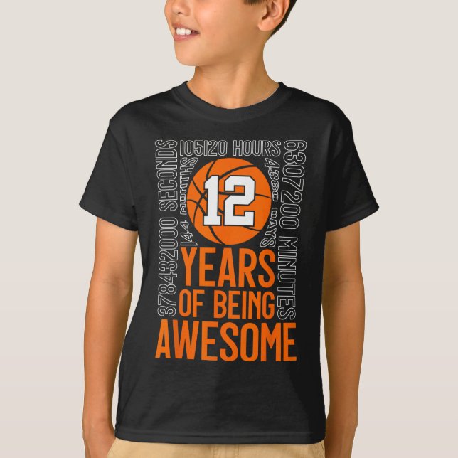 12 Years Of Being Awesome Sketll 12th Birthday  T Shirt (Framsida)