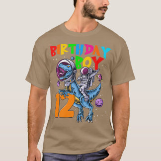 12 Years Old Birthday Boy Astronaut Riding 12th Di T Shirt
