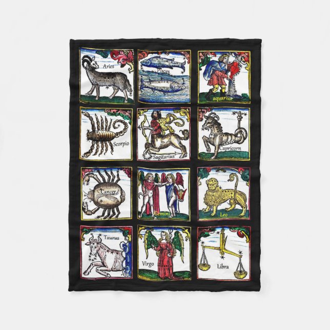 12 Zodiac Signs Birthday astrology symbolart Fleecefilt (Framsidan)