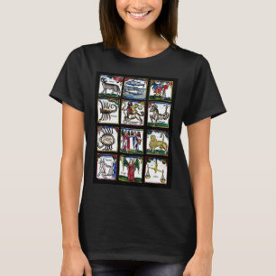 12 Zodiac Tecken Birthday astrology Symboler art T Shirt