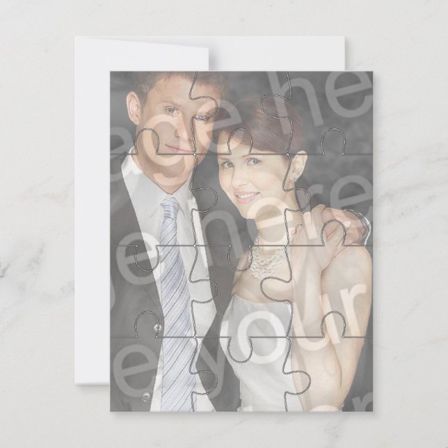 12pc Anpassningsbar Foto "Mock" Puzzle Lodrät Inbj Inbjudningar (Framsida)