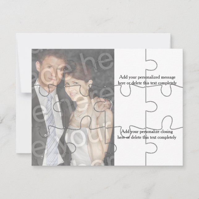12pc Anpassningsbar Foto "Mock" Puzzle Vågrät Inbj Inbjudningar (Framsida)