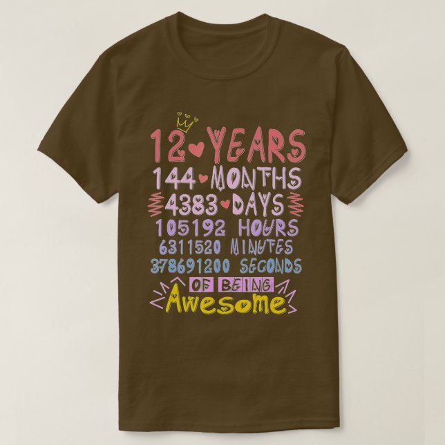 12th Birthday Gift 12 Years Old Being Awesome Boys T Shirt (Design framsida)
