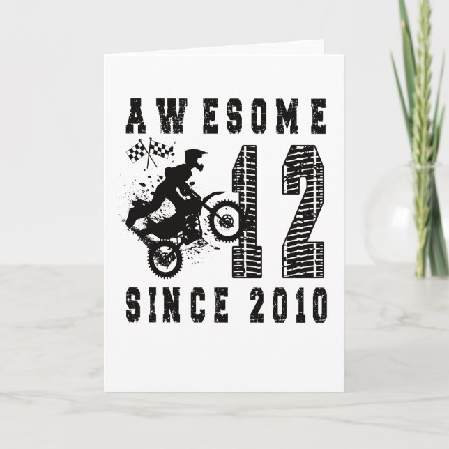 12th Birthday Gift Dirt Bike Boy Born in 2010 Kort (Framsida)