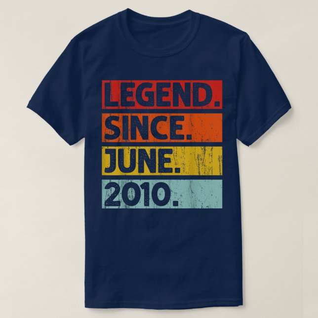 12th Birthday Gifts Legend Since June 2010 12 Year T Shirt (Design framsida)