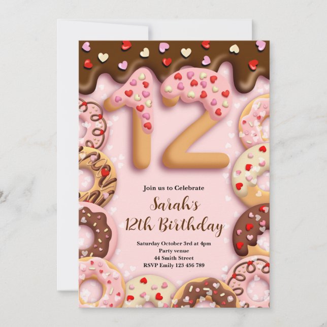 12th Birthday Girls Invitation Inbjudningar (Framsida)