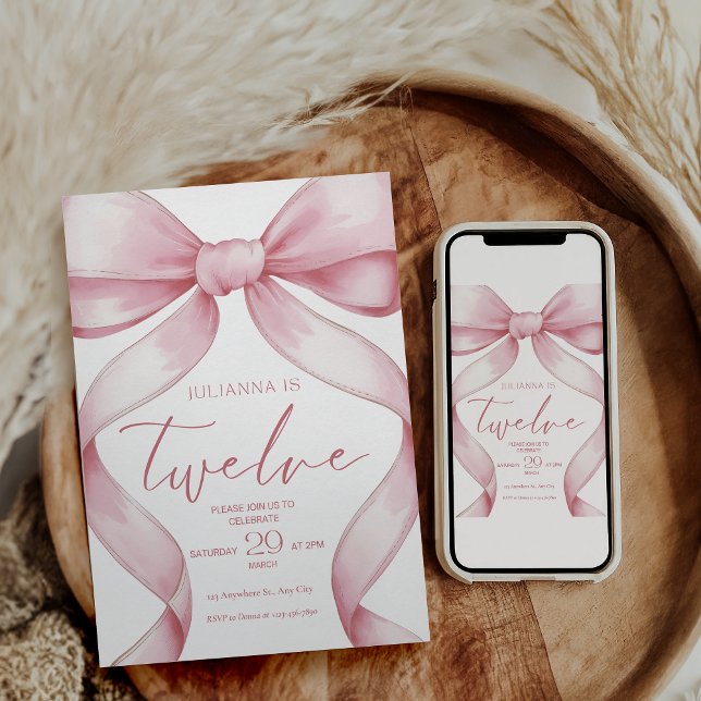 12th Birthday Invitation Pink Coquette Invite Girl Inbjudningar (Skapare uppladdad)