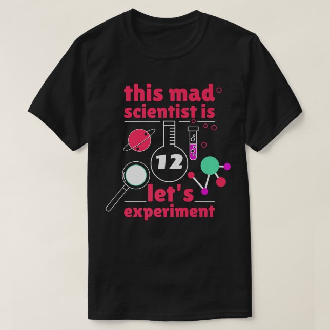 12th Birthday Twelve Science Mad Scientist Chemist T Shirt (Design framsida)