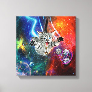 12x12 Psychedelic space Kattunge på arbetsyta. Canvastryck