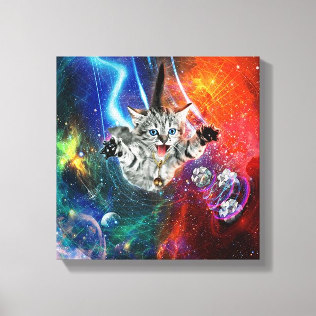 12x12 Psychedelic space Kattunge på arbetsyta. Canvastryck (Framsida)