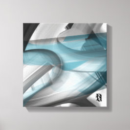 12x12" Trend Abstract Art Canvas Black White Blue