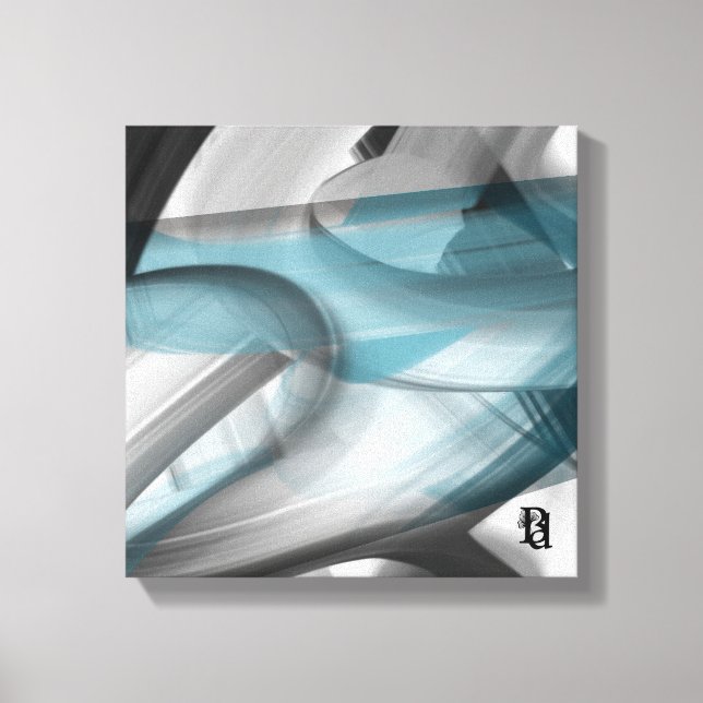 12x12" Trend Abstract Art Canvas Black White Blue (Framsida)