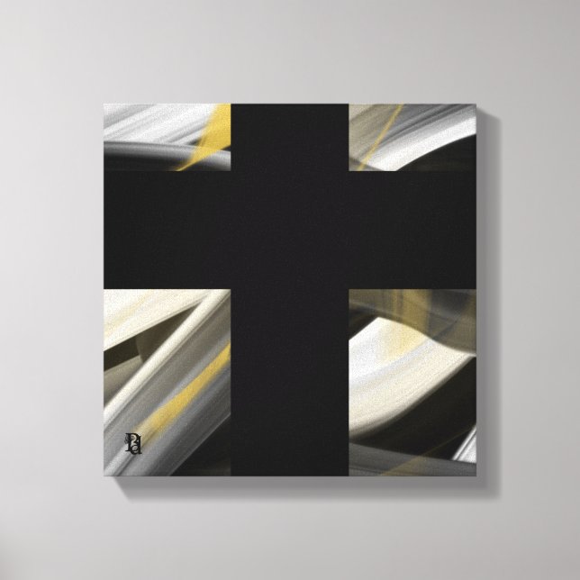 12x12" Trend Abstract Art Canvas Black White Gold (Framsida)