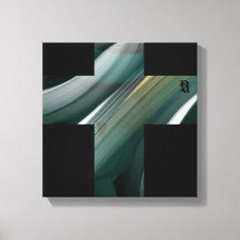 12x12" Trend Abstrakt Konst Canvas Svart Vitt Grön