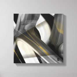 12x12" Trend Abstrakt Konst Canvas Svart Vitt Guld
