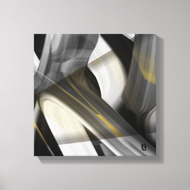 12x12" Trend Abstrakt Konst Canvas Svart Vitt Guld (Framsida)