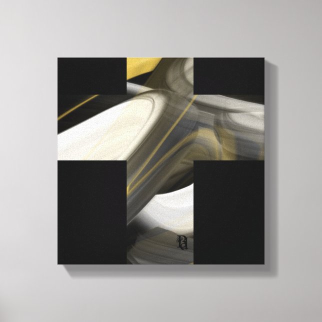 12x12" Trend Abstrakt Konst Canvas Svart Vitt Guld (Framsida)
