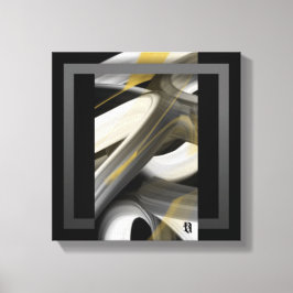 12x12" Trend Abstrakt Konst Canvas Svart Vitt Guld