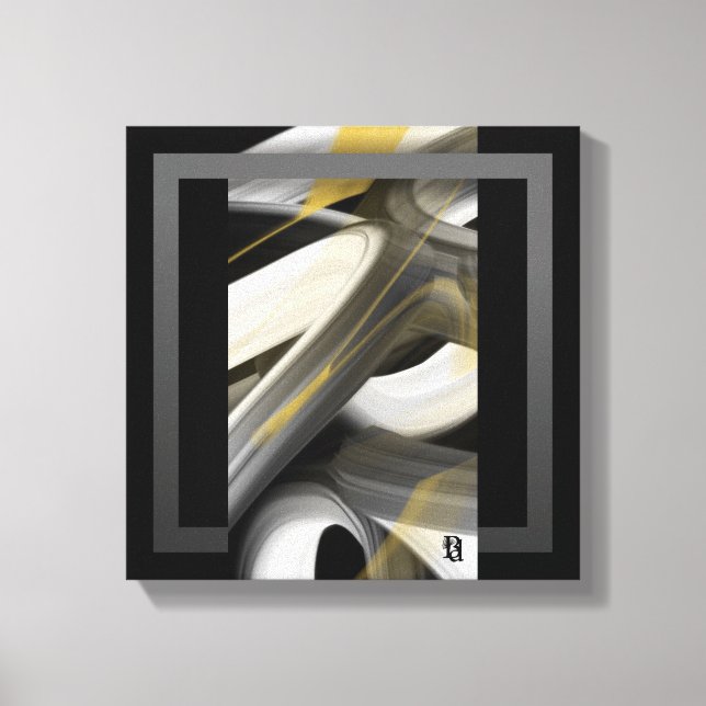 12x12" Trend Abstrakt Konst Canvas Svart Vitt Guld (Framsida)