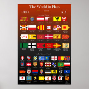 1300 AD Flaggor i världen Poster