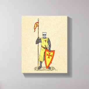 1300-talets medeltida Knight Tidigt Canvastryck