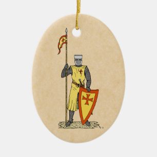 1300-talets medeltida Knight Tidigt Julgransprydnad Keramik