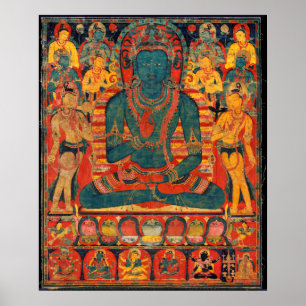 1300-talets transcendent Buddha w/ Bodhisattvas Poster