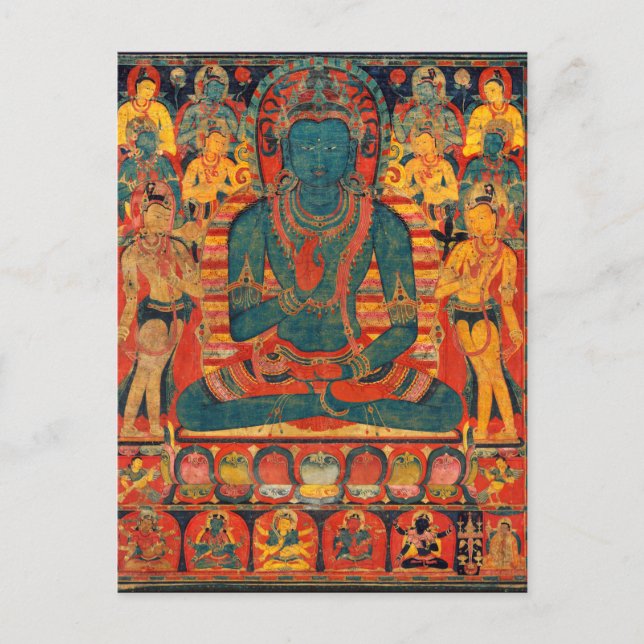1300-talets transcendent Buddha w/ Bodhisattvas Vykort (Framsida)