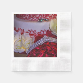 1304-Bröllop kummel, Bouquet och Ringar Pappersservett