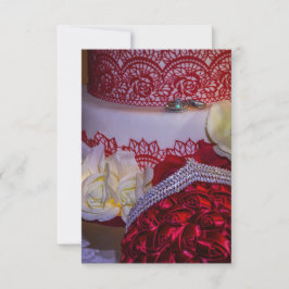 1304-Brollopstårta, brudbukett och ringar Inbjudningar