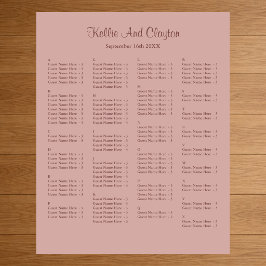130 enkelt sittdiagram för Cinnamon Ro Bröllop Poster